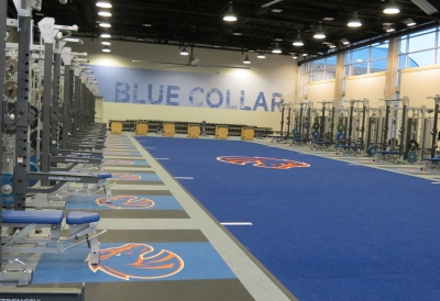 wall and floor graphics in a gym